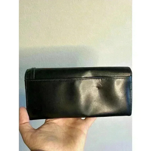 GUCCI Black Leather‎ Long Folded Wallet With Button Closure. Vintage, Classic - Picture 5 of 16